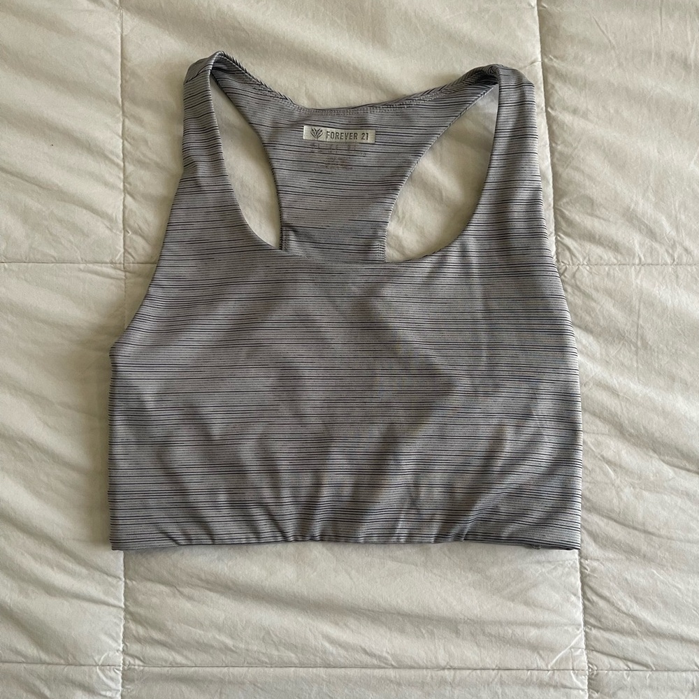Forever 21 Grey Striped Sports Bra